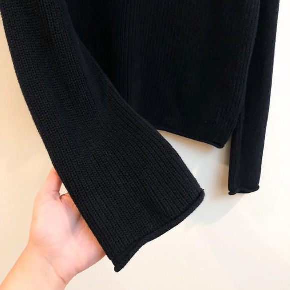 RtA 100% Cotton Langley Black Tight Knit Cut Out High Neck Designer Sweater XS - Picture 4 of 12